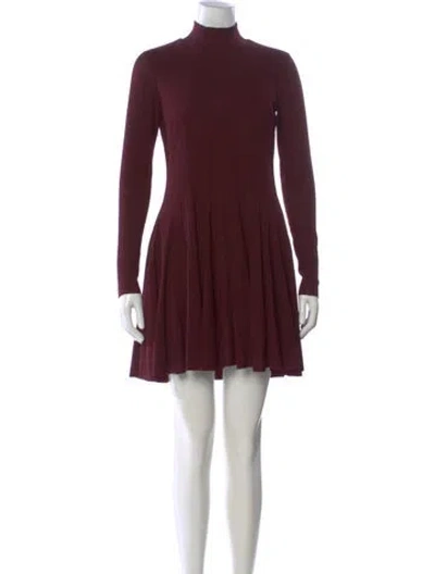 Pre-owned Reiss Mock Neck Mini Dress In Burgundy