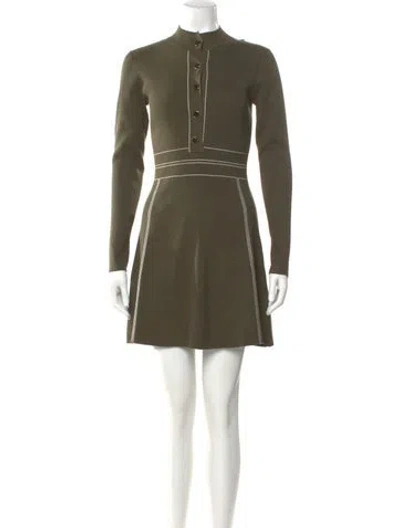 Pre-owned Reiss Mock Neck Mini Dress In Green