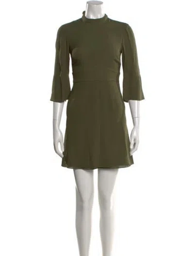 Pre-owned Reiss Mock Neck Mini Dress In Green