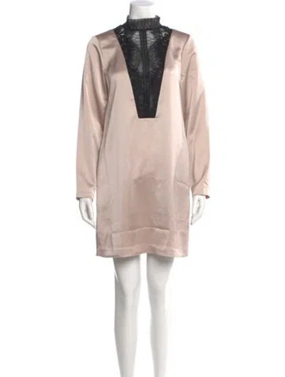 Pre-owned Reiss Mock Neck Mini Dress In Pink