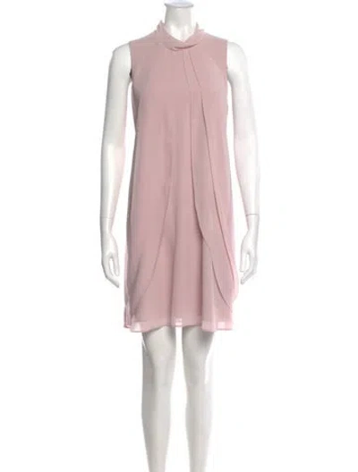 Pre-owned Reiss Mock Neck Mini Dress In Pink