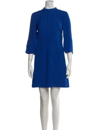 Pre-owned Reiss Mock Neck Mini Dress W/ Tags In Blue