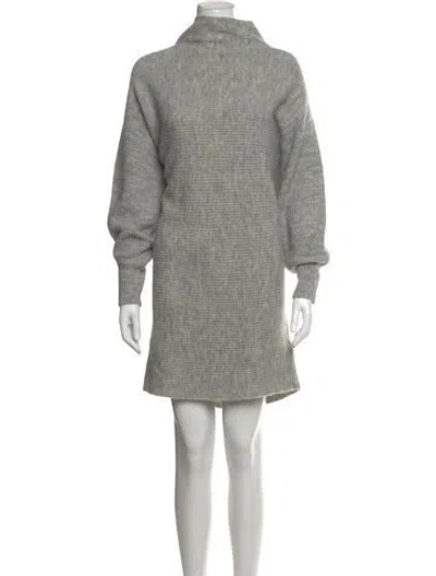 Pre-owned Reiss Mock Neck Mini Dress W/ Tags In Grey