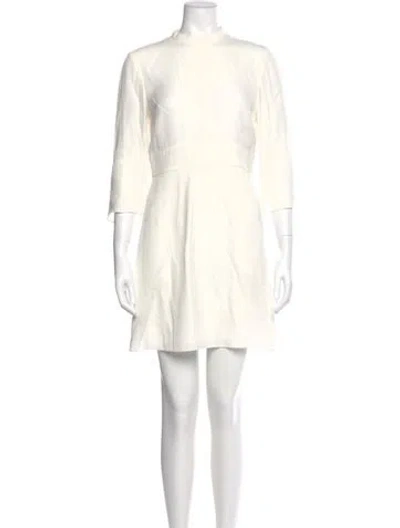 Pre-owned Reiss Mock Neck Mini Dress In White