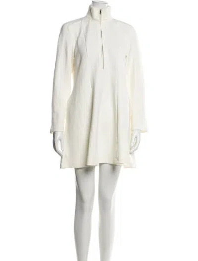 Pre-owned Reiss Mock Neck Mini Dress In White