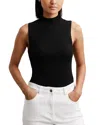Reiss Mock Neck Sleeveless Top In Black