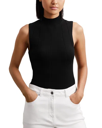 Reiss Mock Neck Sleeveless Top In Black