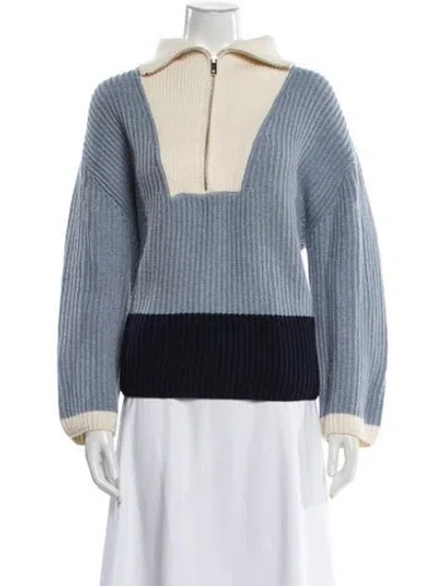 Pre-owned Reiss Mock Neck Sweater In Blue