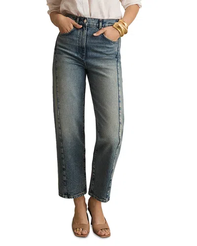 Reiss Molly Barrel Leg Jeans In Mid Blue