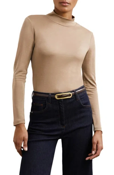 Reiss Molly Mock Neck Top In Brown