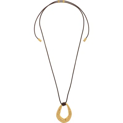 Reiss Momo Molten Link Pendant Necklace In Gold Tone/brown
