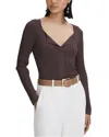 Reiss Burgundy Ribbed Open Collar Top In Multi
