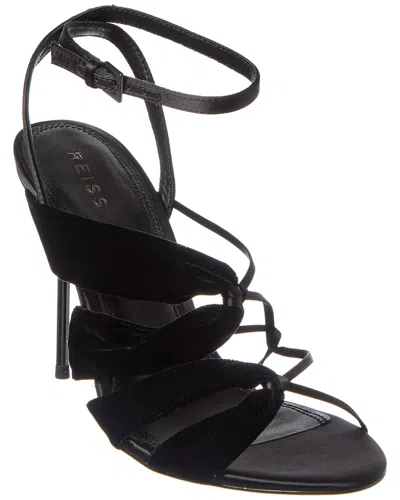 Reiss Monroe Velvet Sandal In Black
