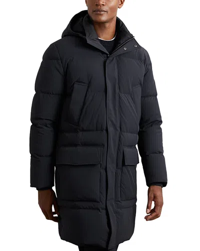 Reiss Moon Longline Quilted Down Coat In Blue