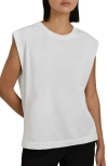 Reiss White Cotton Capped Sleeve T-shirt In White