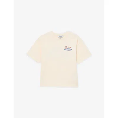 Reiss Kids' White Morgan Fish-print Cotton-jersey T-shirt In Neutral