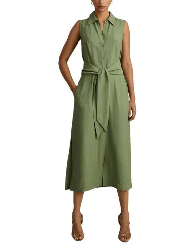 Reiss Morgan Sleeveless Shirt Dress In Green