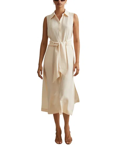 Reiss Morgan Sleeveless Shirtdress In Neutral