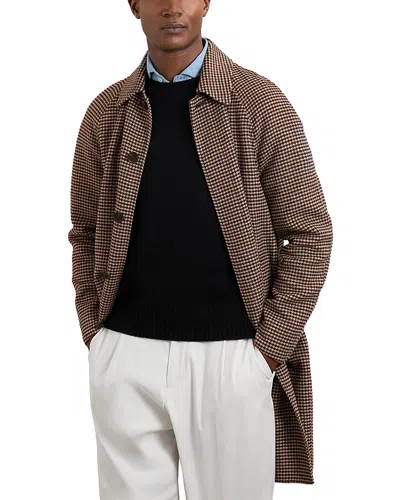 Reiss Morpeth Dogtooth Check Overcoat In Brown