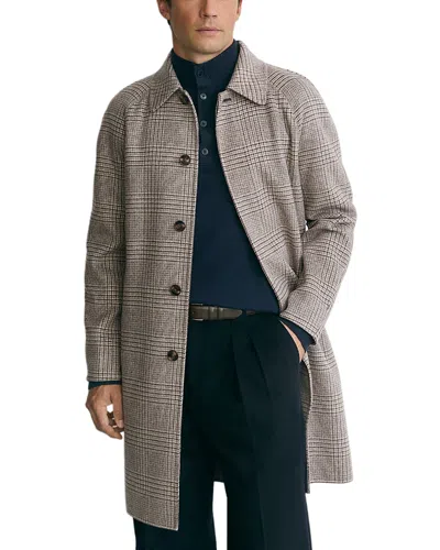 Reiss Mens Morpeth Checked Wool-blend Coat Stone Check In Multi