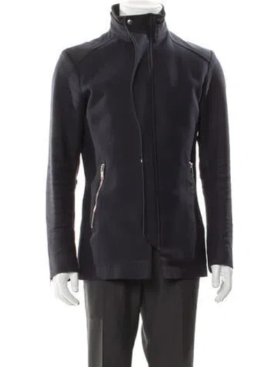 Pre-owned Reiss Moto Jacket In Blue