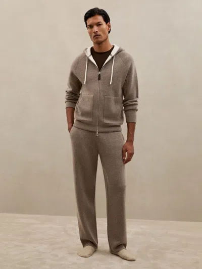 Reiss Mouse Brown Melange Atelier Cashmere-blend Joggers In Neutral