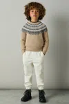 Reiss Mouse Melange Fair-isle Jumper With Cotton And Wool In Mouse Melange