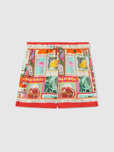 Reiss Kids' Multi 13-14 Yrs Smileyworld | Motif-print Shorts In Brown