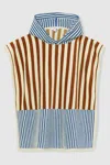 Reiss Multi 4-9 Yrs Towelling Stripe Hooded Cape