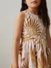Reiss Multi 9-13 Yrs Cotton Shirred Printed Dress
