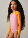 Reiss Multi Sally 4-9 Yrs Colour-block Long-sleeve Swimsuit