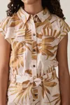 Reiss Multi Cotton-linen Palm-print Playsuit
