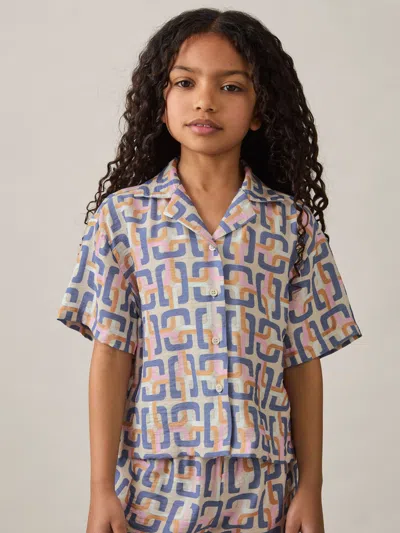 Reiss Multi Eva 4-9 Yrs Geometric Chain Print Shirt