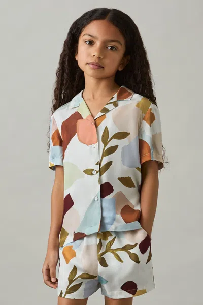 Reiss Multi Floral Print Cuban Collar Shirt