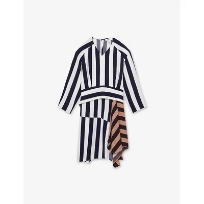 Reiss Kids' Multi Nola Stripe-print Long-sleeve Woven Dress 4-9