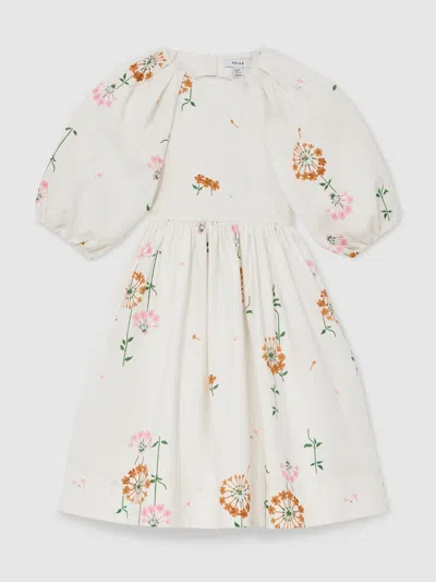 Reiss Kids'  Multi Print Mae 13-14 Yrs Floral-print Tie-back Midi Dress
