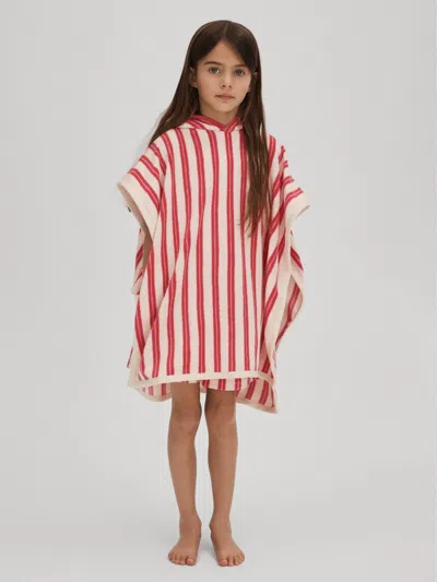 Reiss Kids' Multi Senior Hooded Towelling Poncho In Red