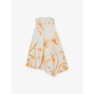Reiss Kids' Stella Floral-print Drape Woven Shift D In Multi