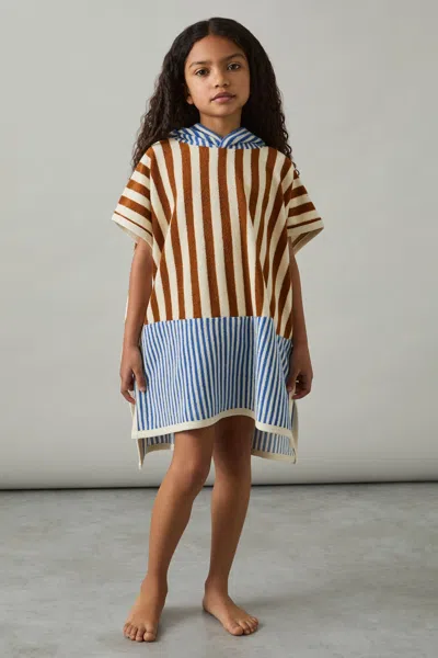 Reiss Multi Towelling Stripe Hooded Cape In Multi