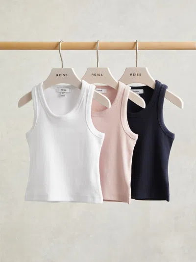Reiss Multicolour Stretch Cotton Ribbed Vests 3 Pack