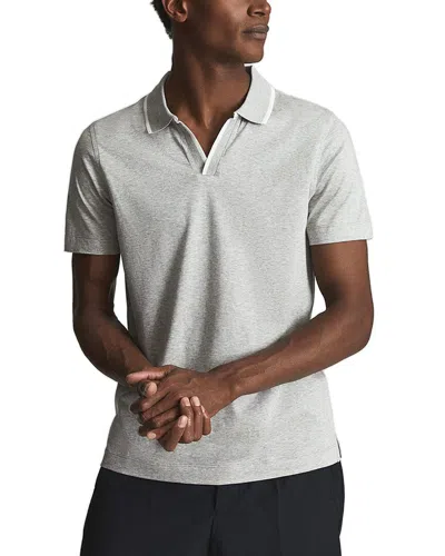 Reiss Murphy Open Collar Pol Top In Gray