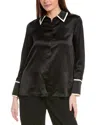 Reiss Black Silk Contrast Trim Button-through Shirt In Black