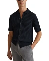 Reiss Caspa Mercerized Cotton Button Down Camp Shirt In Navy