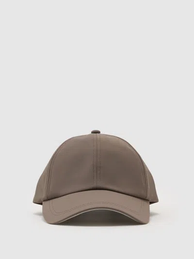 Reiss Mushroom Brown Caleb Technical Logo-embroidered Baseball Cap