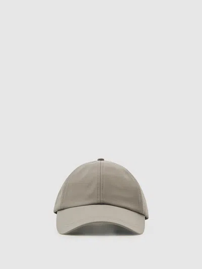 Reiss Mushroom Brown Embroidered Logo Tech Baseball Cap
