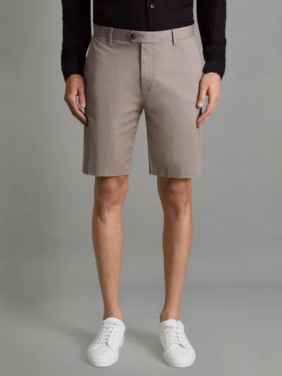 Reiss Mushroom Brown Wicket Cotton Chino Shorts With Stretch