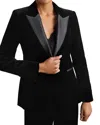 Reiss Petites Myrtle Single Breasted Velvet Jacket In Black