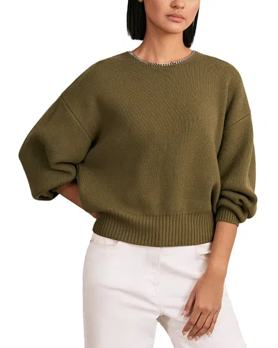Reiss Nadia Chain Trim Sweater In Green