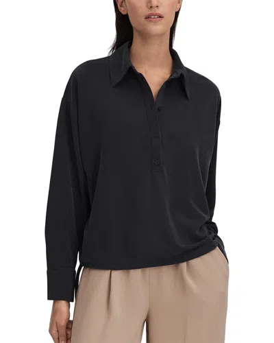 Reiss Nadia Drawstring Rugby Shirt In Black