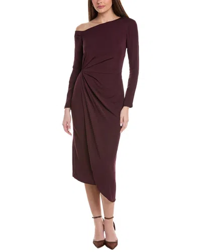 Reiss Nadia One-shoulder Midi Dress In Burgundy